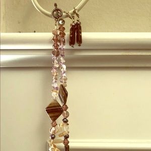 Gemstone Beaded Dragonfly Necklace & Earrings